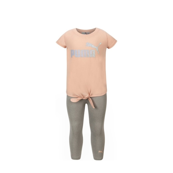 pink & silver tee & Capri leggings for toddler - Picture 1 of 8